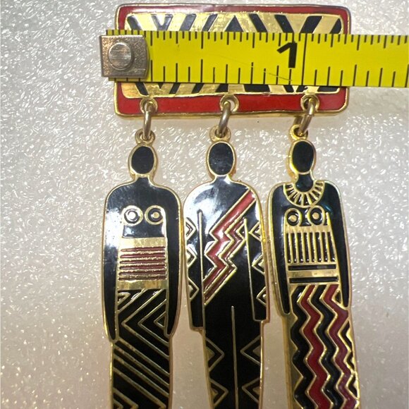 Tribal Unity Laurel Burch Enamel Brooch Pin Jewelry 1993 Spirit Series Kinetic - Picture 8 of 15